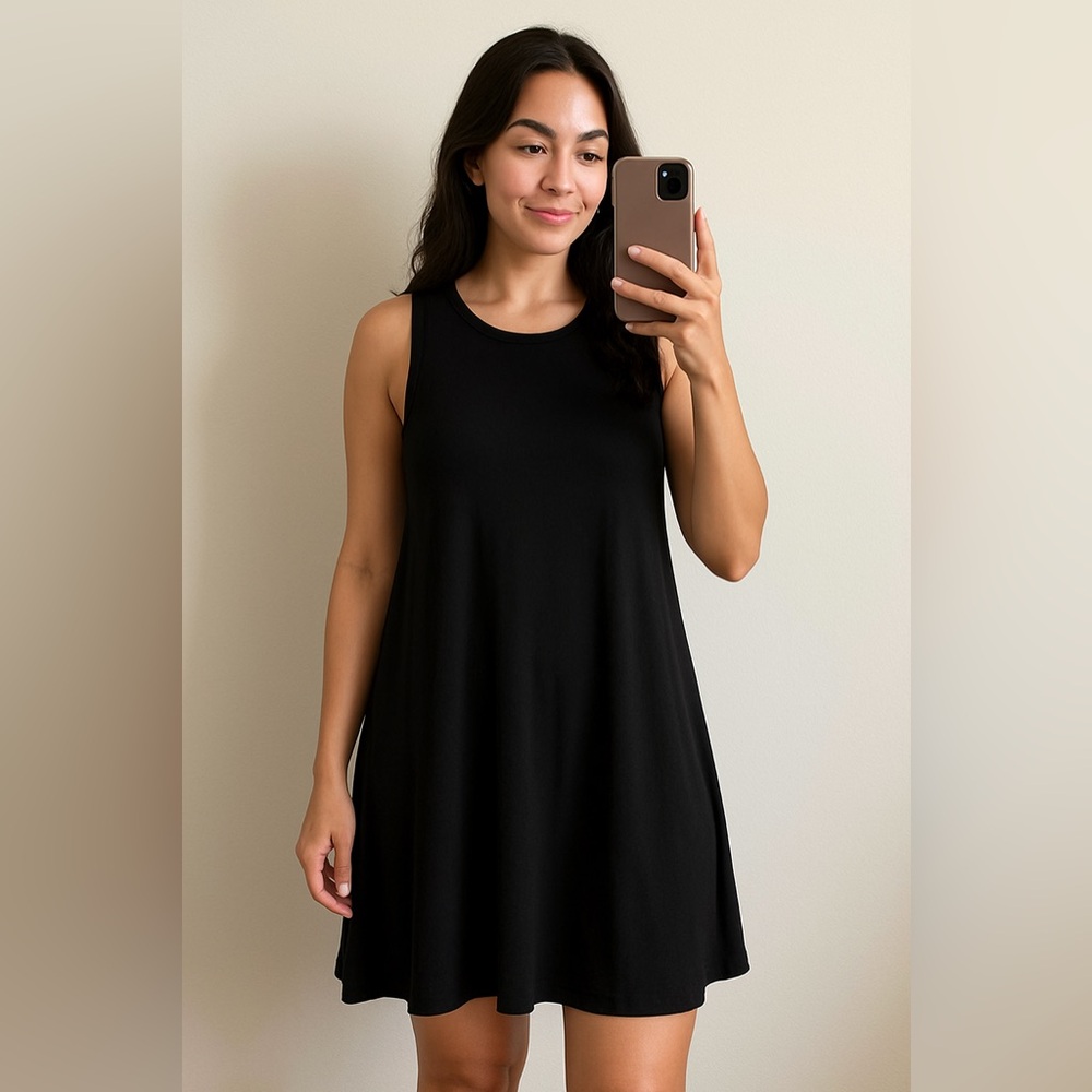 Like new- h&m flowy a line black dress